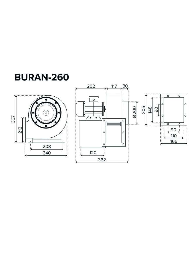 Вентилятор радиальный BURAN 260 220V Пр0 4полюс ERA PRO