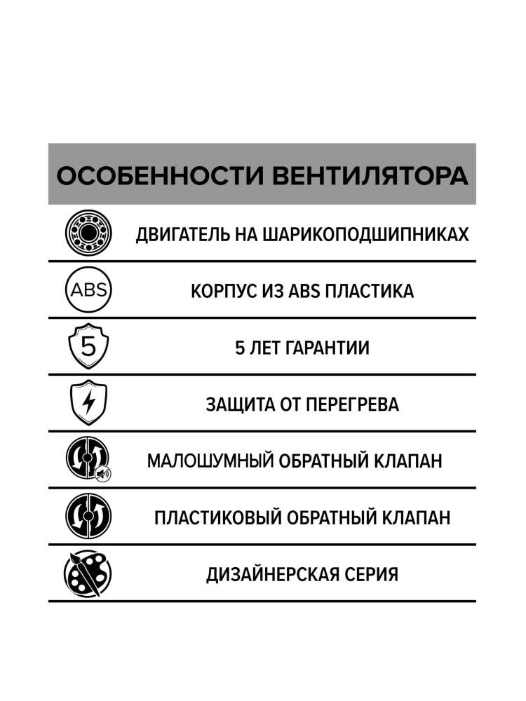 Вентилятор накладной RIO D100 обратный клапан Matt black DICITI