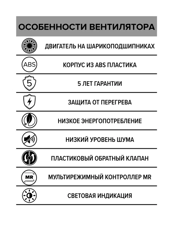 Вентилятор накладной SLIM, обратный клапан, MR, D100, DICITI