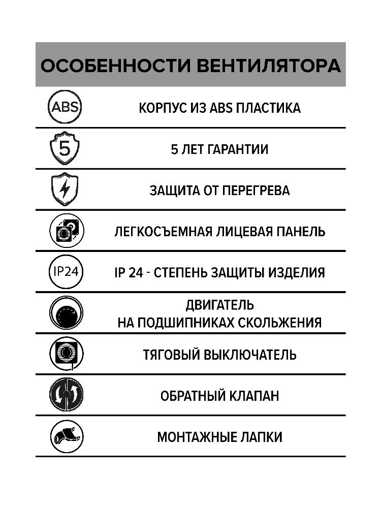 Вентилятор накладной WIND D120 обратный клапан тяговый выключатель ERA